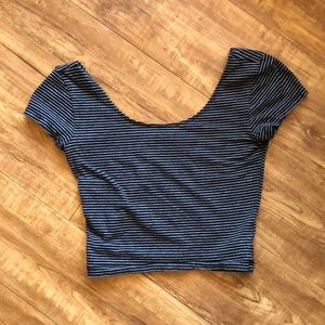Black and grey striped crop top